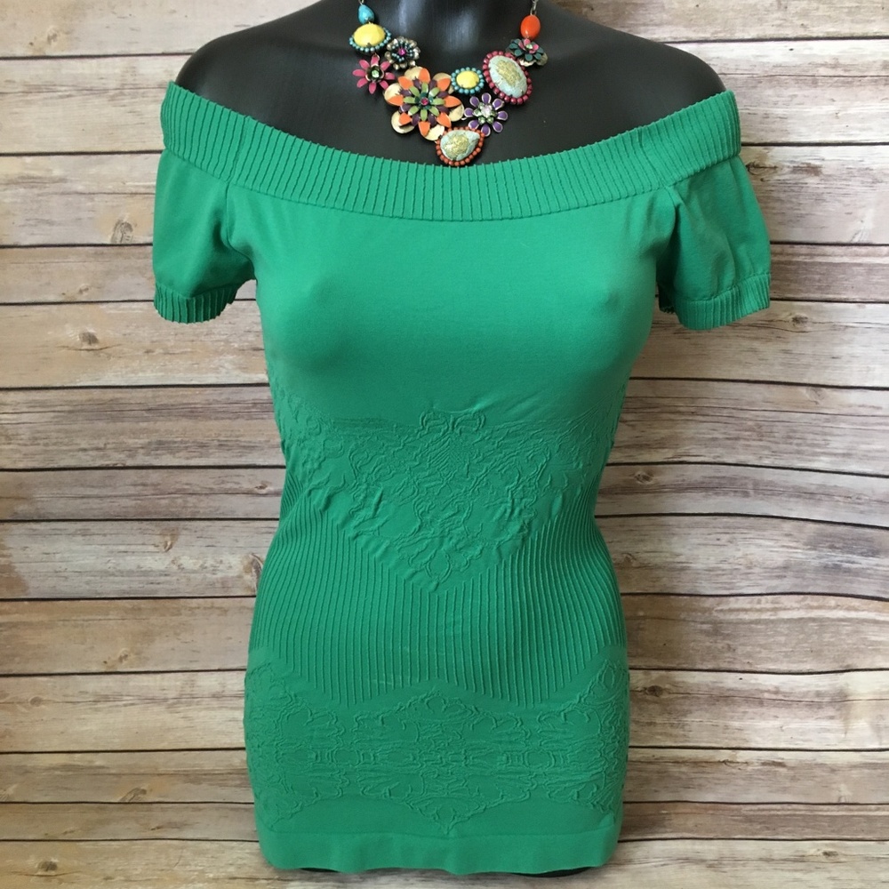 Arden B Off The Shoulder Lycra Detail Knit Top